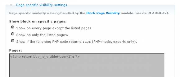 Drupal – Block Page Visibility