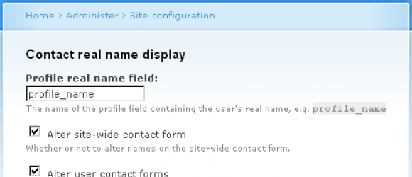 Drupal – Contact real name