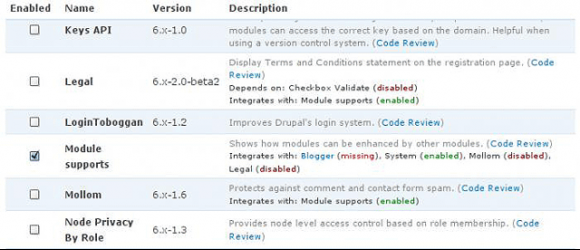 Drupal – Module supports