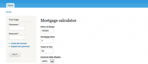 Drupal – RE Mortgage Calculator