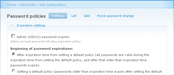 Drupal – Password policy