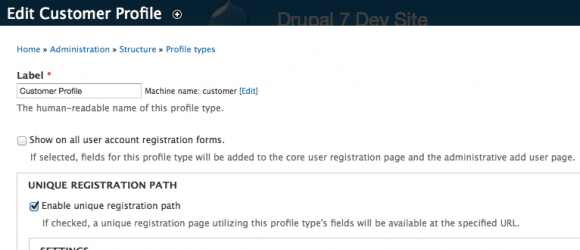Drupal – Profile2 Registration Path