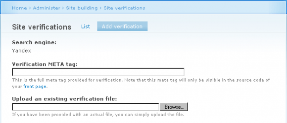 Drupal – Site verification