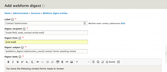 Drupal – Webform Submissions Notification